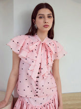 MOTF STUDIO HEART PRINT RUFFLE BLOUSE